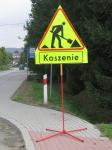 Znak zwijany roboty drogowe koszenie poboczy oznakowanie tymczasowe