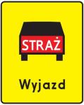 Tabliczka T16 miejsce wyjazdu pojazdów uprzywilejowanych straży
