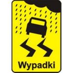 Tabliczka T15 częste wypadki spowodowane śliską nawierzchnią